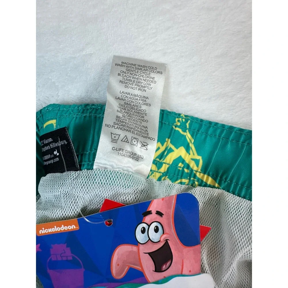 NWT Nickelodeon SpongeBob SquarePants Mens Swim Trunks UPF 50 Board Shorts L